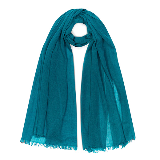 Peacock blue merino scarf by Kashmir Loom