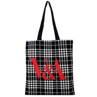 White plaid tote bag