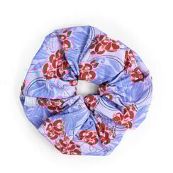 E.A. S&eacute;guy blue and red blossom scrunchie