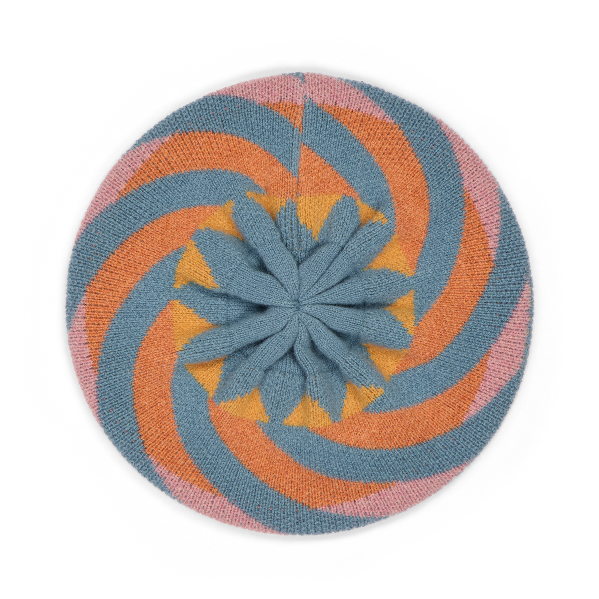 Powder blue pattern wool beret