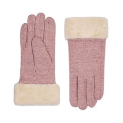 Pink faux fur wool gloves