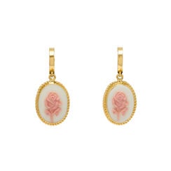 Porcelain cameo rose hoop earrings by Vintouch