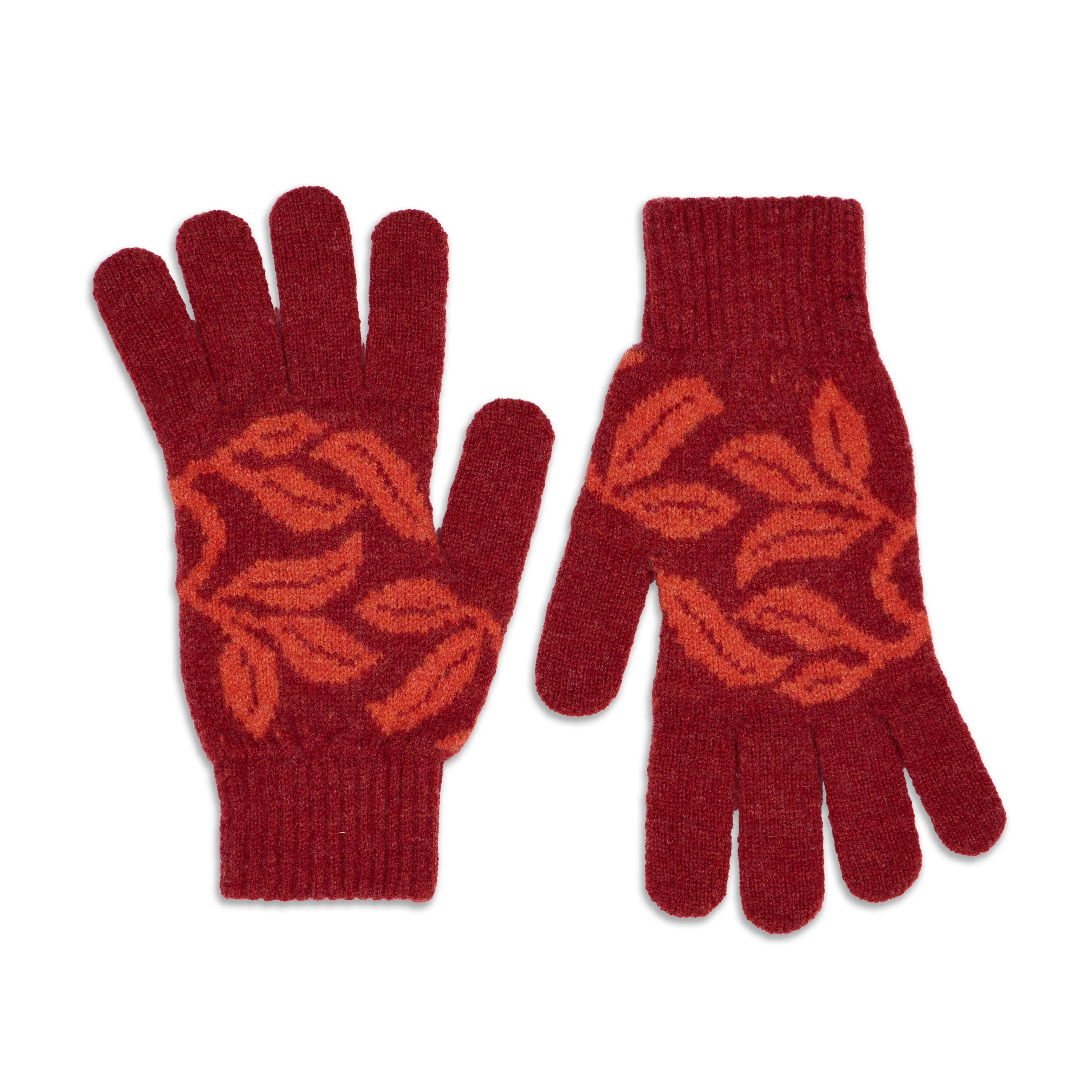 Arts and Crafts red lambswool gloves