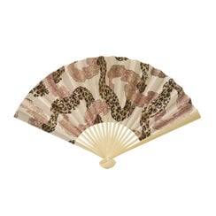 Lace and leopard print hand fan