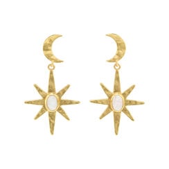 Crescent moon and star drop earrings by Ottoman Hands