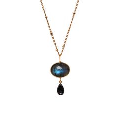 Labradorite and black onyx pendant necklace by Mirabelle