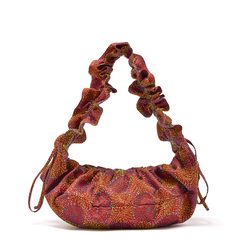 Red silk ruffle bag