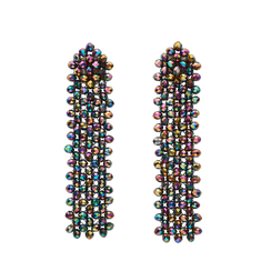 Petrol bead drop earrings