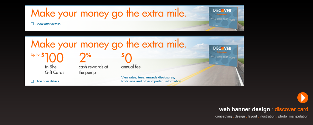 Discover Card open road web banner design